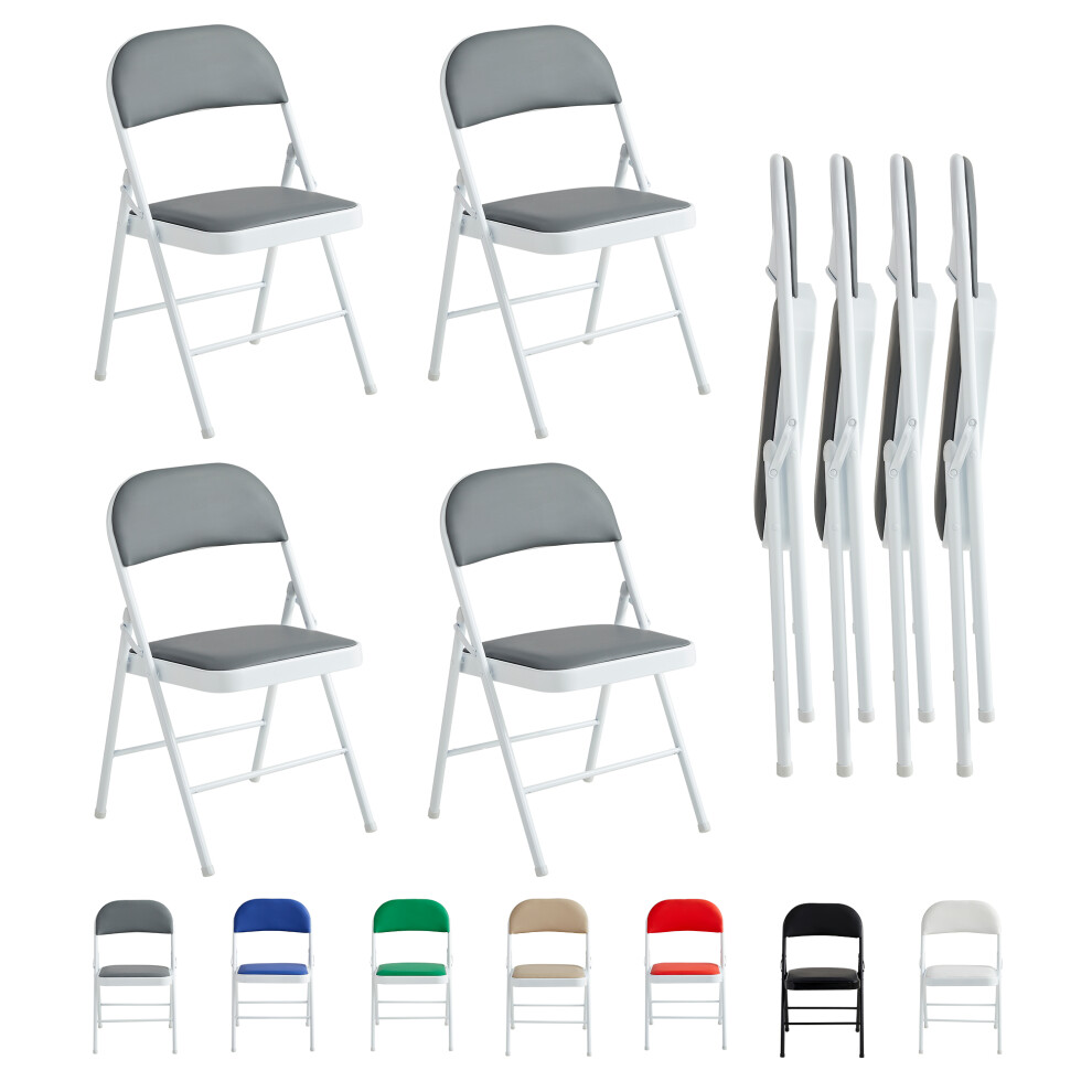 Mcc (Pack Of 4, Grey) 1/2/4/6 Faux Leather Padded Foldable Chairs