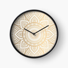 (Gold Mandala Pattern Illustration With White Shimmer=3745) Wall Clock 12 Inch Funny Mantel & Tabletop Art Decor for Home Bedroom Office