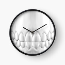 (White Teeth Smile Dental Art=3004) Wall Clock 12 Inch Funny Mantel & Tabletop Art Decor for Home Bedroom Office