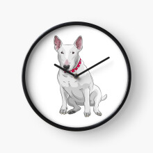 (white Bull Terrier=3353) Wall Clock 12 Inch Funny Mantel & Tabletop Art Decor for Home Bedroom Office