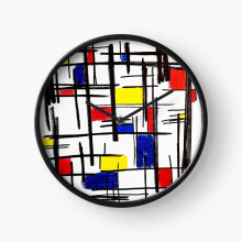 (Mondrian Minimalist De Stijl Modern Art epitomegirl=3930) Wall Clock 12 Inch Funny Mantel & Tabletop Art Decor for Home Bedroom Office