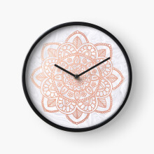 (Rose Gold Mandala on White Marble=3945) Wall Clock 12 Inch Funny Mantel & Tabletop Art Decor for Home Bedroom Office