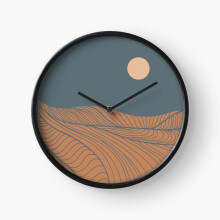 (Mid-Century Modern Abstract Landscape Rust Navy=4435) Wall Clock 12 Inch Funny Mantel & Tabletop Art Decor for Home Bedroom Office