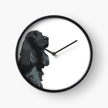 (Black Cocker Spaniel Illustration Pets Illustrated=4349) Wall Clock 12 Inch Funny Mantel & Tabletop Art Decor for Home Bedroom Office