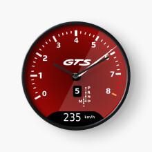 (Speedometer Porsche 911 - GTS=4321) Wall Clock 12 Inch Funny Mantel & Tabletop Art Decor for Home Bedroom Office