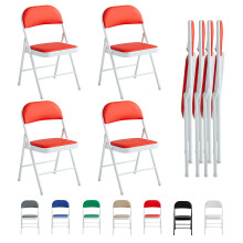 (PACK OF 4, RED) 1/2/4/6 Faux Leather padded Foldable Chairs