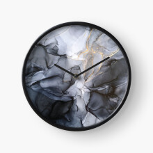 (Calm but Dramatic Light Monochromatic Black Grey Abstract=4283) Wall Clock 12 Inch Funny Mantel & Tabletop Art Decor for Home Bedroom Office