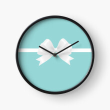 (Turquoise White Bow=4161) Wall Clock 12 Inch Funny Mantel & Tabletop Art Decor for Home Bedroom Office