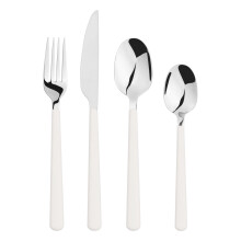 (16pc set) Cutlery Sets Stainless Steel White ABS Handle