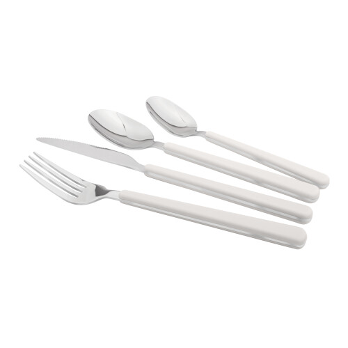 (16pc set) Cutlery Sets Stainless Steel White ABS Handle 2