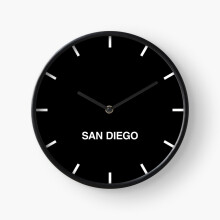 (San Diego Black Time Zone Newsroom=4602) Wall Clock 12 Inch Funny Mantel & Tabletop Art Decor for Home Bedroom Office