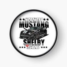 (2020 Black Shelby GT 500=4921) Wall Clock 12 Inch Funny Mantel & Tabletop Art Decor for Home Bedroom Office