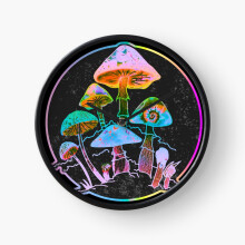 (Garden of Shrooms 2020=4599) Wall Clock 12 Inch Funny Mantel & Tabletop Art Decor for Home Bedroom Office
