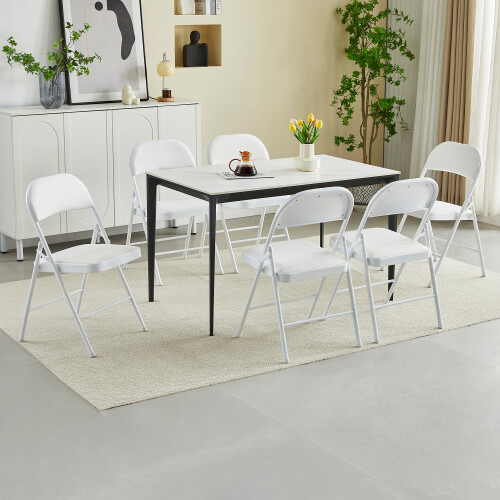 MCC (PACK OF 6, WHITE) 1/2/4/6 Faux Leather padded Foldable Chairs 2