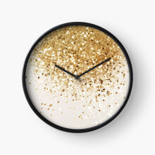 (Sparkling Gold Glitter Glam #2 (Faux Glitter) #shiny #decor #art=5181) Wall Clock 12 Inch Funny Mantel & Tabletop Art Decor for Home Bedroom Office