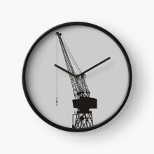 (Dockyard Crane Black 2=5107) Wall Clock 12 Inch Funny Mantel & Tabletop Art Decor for Home Bedroom Office