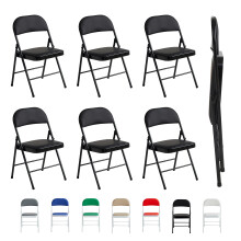 (PACK OF 6, BLACK) 1/2/4/6 Faux Leather padded Foldable Chairs