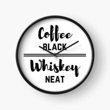 (Coffee Black Whiskey Neat=5252) Wall Clock 12 Inch Funny Mantel & Tabletop Art Decor for Home Bedroom Office