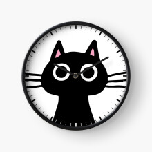 (Cutie Kitty Cat Wide Eyed Black Kitten=5358) Wall Clock 12 Inch Funny Mantel & Tabletop Art Decor for Home Bedroom Office