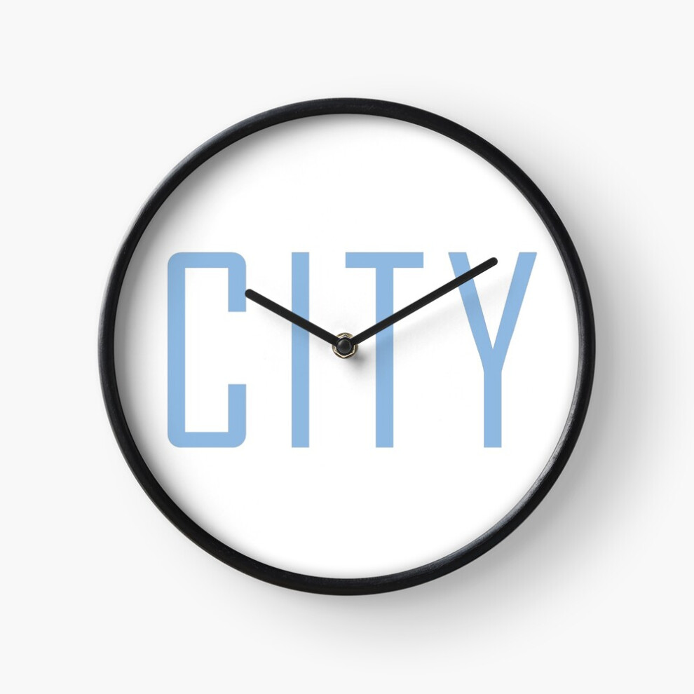 (Manchester City Powder Blue=5207) Wall Clock 12 Inch Funny Mantel & Tabletop Art Decor for Home Bedroom Office