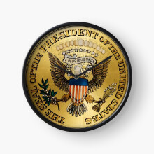 (Presidential seal on 1906 White steam antique car=4999) Wall Clock 12 Inch Funny Mantel & Tabletop Art Decor for Home Bedroom Office