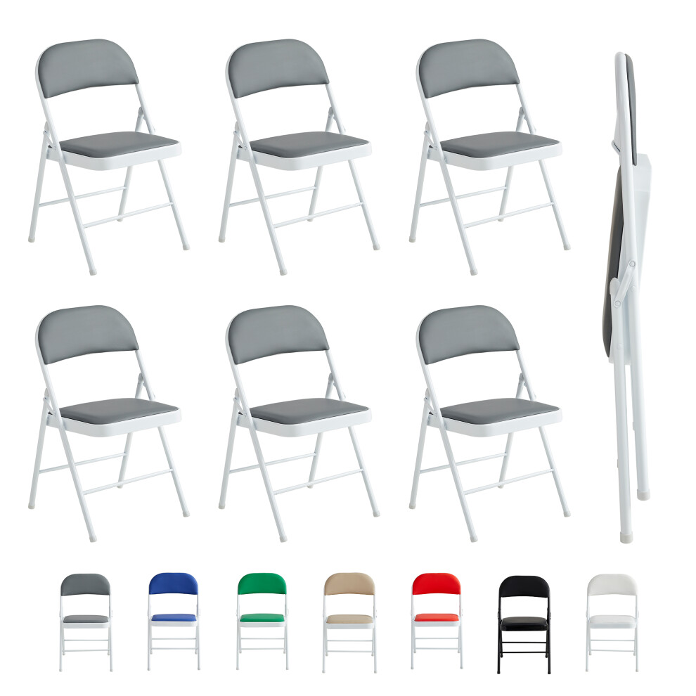 Mcc (Pack Of 6, Grey) 1/2/4/6 Faux Leather Padded Foldable Chairs