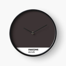 (Black Coffee Pantone=5339) Wall Clock 12 Inch Funny Mantel & Tabletop Art Decor for Home Bedroom Office