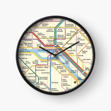 (Paris METRO Map=5094) Wall Clock 12 Inch Funny Mantel & Tabletop Art Decor for Home Bedroom Office