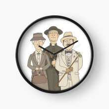 (Poirot, Marple and Father Brown=5061) Wall Clock 12 Inch Funny Mantel & Tabletop Art Decor for Home Bedroom Office