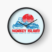 (Monkey Island=5072) Wall Clock 12 Inch Funny Mantel & Tabletop Art Decor for Home Bedroom Office