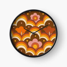 (70s 60s retro Psychedelic Flower Power, Floral Pattern=5058) Wall Clock 12 Inch Funny Mantel & Tabletop Art Decor for Home Bedroom Office