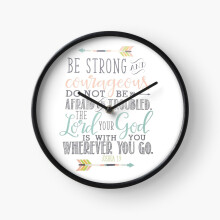 (Joshua 1 9 Bible Verse=5064) Wall Clock 12 Inch Funny Mantel & Tabletop Art Decor for Home Bedroom Office