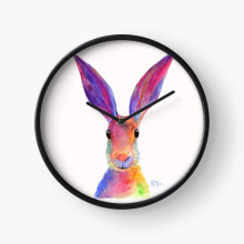(HARE RaBBiT PRiNTS 'JELLY BEAN' BY SHIRLEY MACARTHUR=5083) Wall Clock 12 Inch Funny Mantel & Tabletop Art Decor for Home Bedroom Office