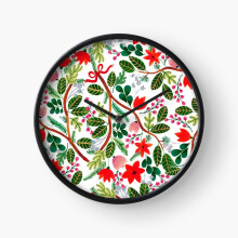 (Christmas Floral Pattern=5085) Wall Clock 12 Inch Funny Mantel & Tabletop Art Decor for Home Bedroom Office