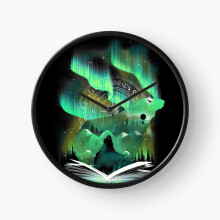 (The Golden Night=5080) Wall Clock 12 Inch Funny Mantel & Tabletop Art Decor for Home Bedroom Office