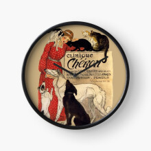 (Clinique Cheron Vintage Borzoi Art=5090) Wall Clock 12 Inch Funny Mantel & Tabletop Art Decor for Home Bedroom Office