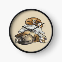(Sleeping pile of pet ferrets=5051) Wall Clock 12 Inch Funny Mantel & Tabletop Art Decor for Home Bedroom Office