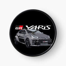 (TOYOTA GR YARIS - black =5630) Wall Clock 12 Inch Funny Mantel & Tabletop Art Decor for Home Bedroom Office