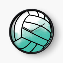 (Volleyball - White Teal=5635) Wall Clock 12 Inch Funny Mantel & Tabletop Art Decor for Home Bedroom Office