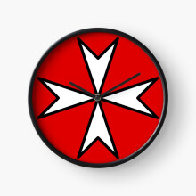 (The Cross of Malta III - white and black=5729) Wall Clock 12 Inch Funny Mantel & Tabletop Art Decor for Home Bedroom Office