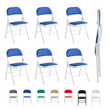 (PACK OF 6, BLUE) 1/2/4/6 Faux Leather padded Foldable Chairs