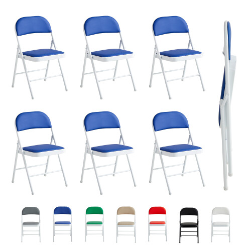 MCC (PACK OF 6, BLUE) 1/2/4/6 Faux Leather padded Foldable Chairs