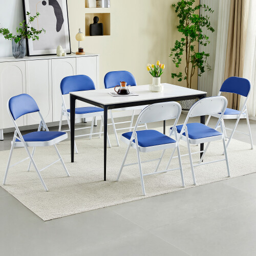 MCC (PACK OF 6, BLUE) 1/2/4/6 Faux Leather padded Foldable Chairs 2
