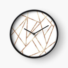 (Classic White Rose Gold Geo #1 #geometric #decor #art=5564) Wall Clock 12 Inch Funny Mantel & Tabletop Art Decor for Home Bedroom Office