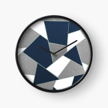 (Navy Blue Gray White Mint Geometric Glam #1 #geo #decor #art=6342) Wall Clock 12 Inch Funny Mantel & Tabletop Art Decor for Home Bedroom Office