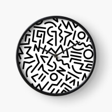 (Memphis Pattern Black and White=5991) Wall Clock 12 Inch Funny Mantel & Tabletop Art Decor for Home Bedroom Office