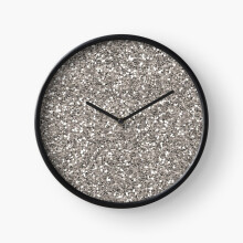 (Silver Glitter=5987) Wall Clock 12 Inch Funny Mantel & Tabletop Art Decor for Home Bedroom Office