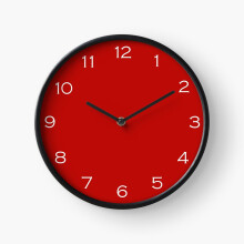 (White Numbers On Red=6059) Wall Clock 12 Inch Funny Mantel & Tabletop Art Decor for Home Bedroom Office