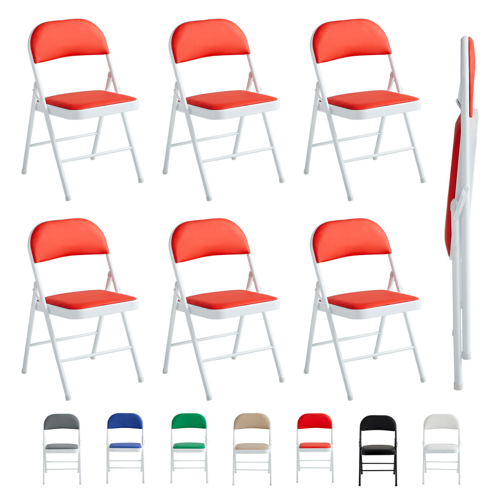 Mcc (Pack Of 6, ) 1/2/4/6 Faux Leather Padded Foldable Chairs Red