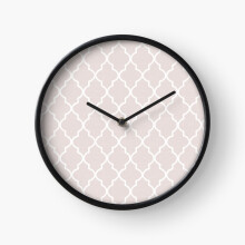 (Dusty Almost Mauve pink white quatrefoil=6225) Wall Clock 12 Inch Funny Mantel & Tabletop Art Decor for Home Bedroom Office